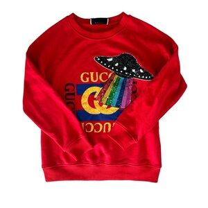 medium red Gucci ufo rainbow sequin sweatshirt